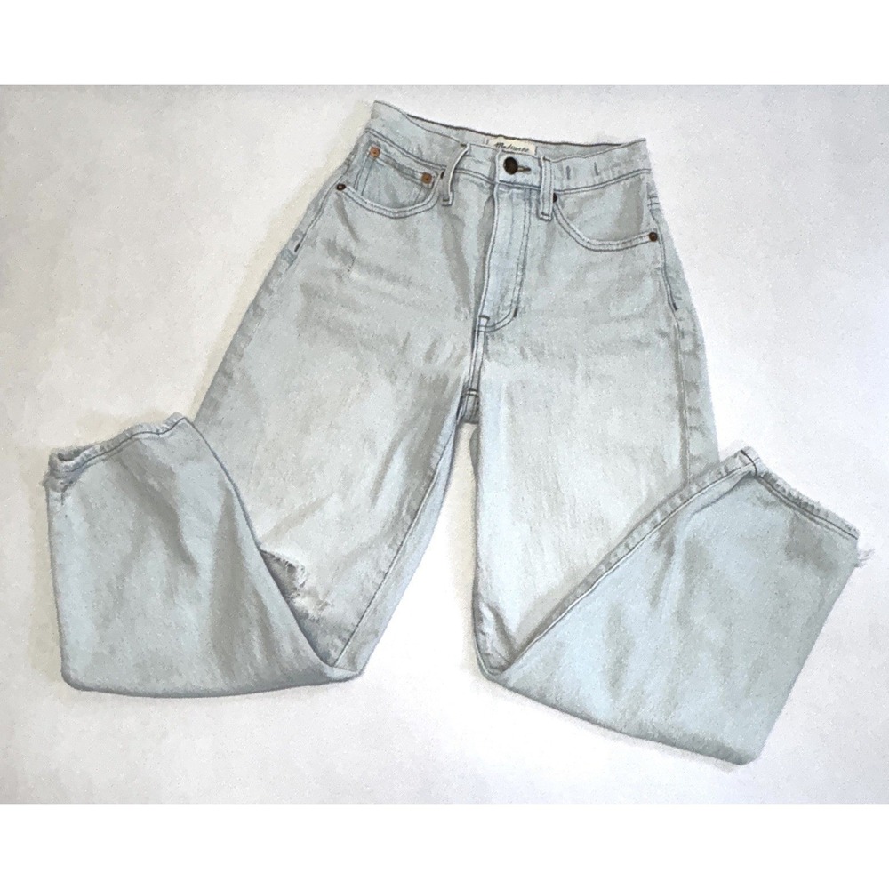 Madewell Balloon Jeans Distressed Barrel Light Wash High Rise Mom Jeans Size 23 - Picture 6 of 16